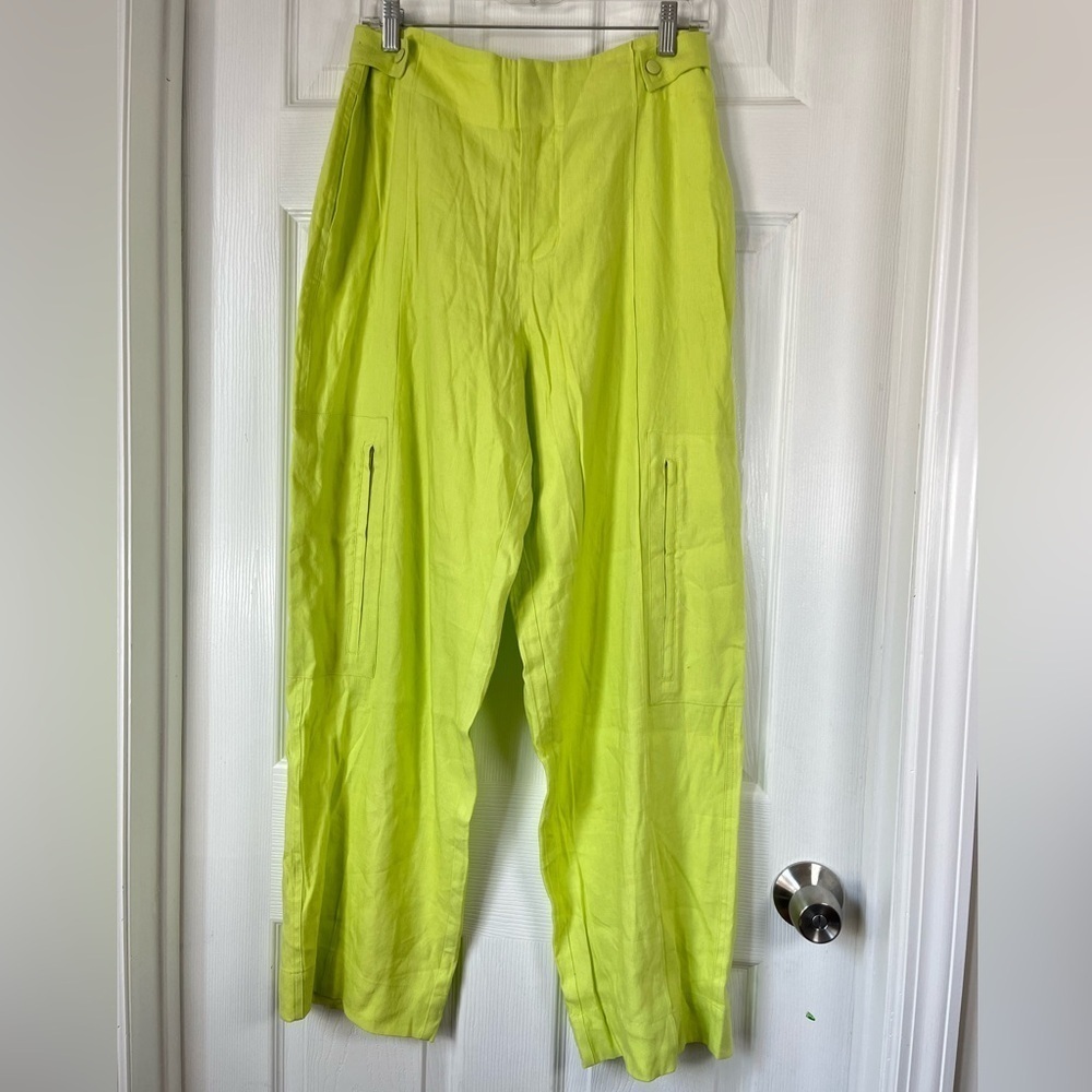 Jason Wu Linen Blend Cargo Pants Lime Green Medium